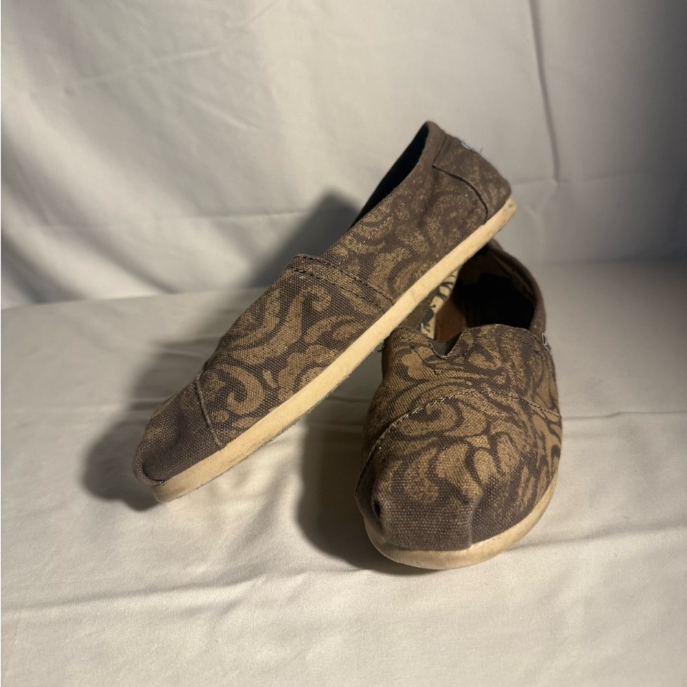Brown Patterned Toms Slip-On Shoes